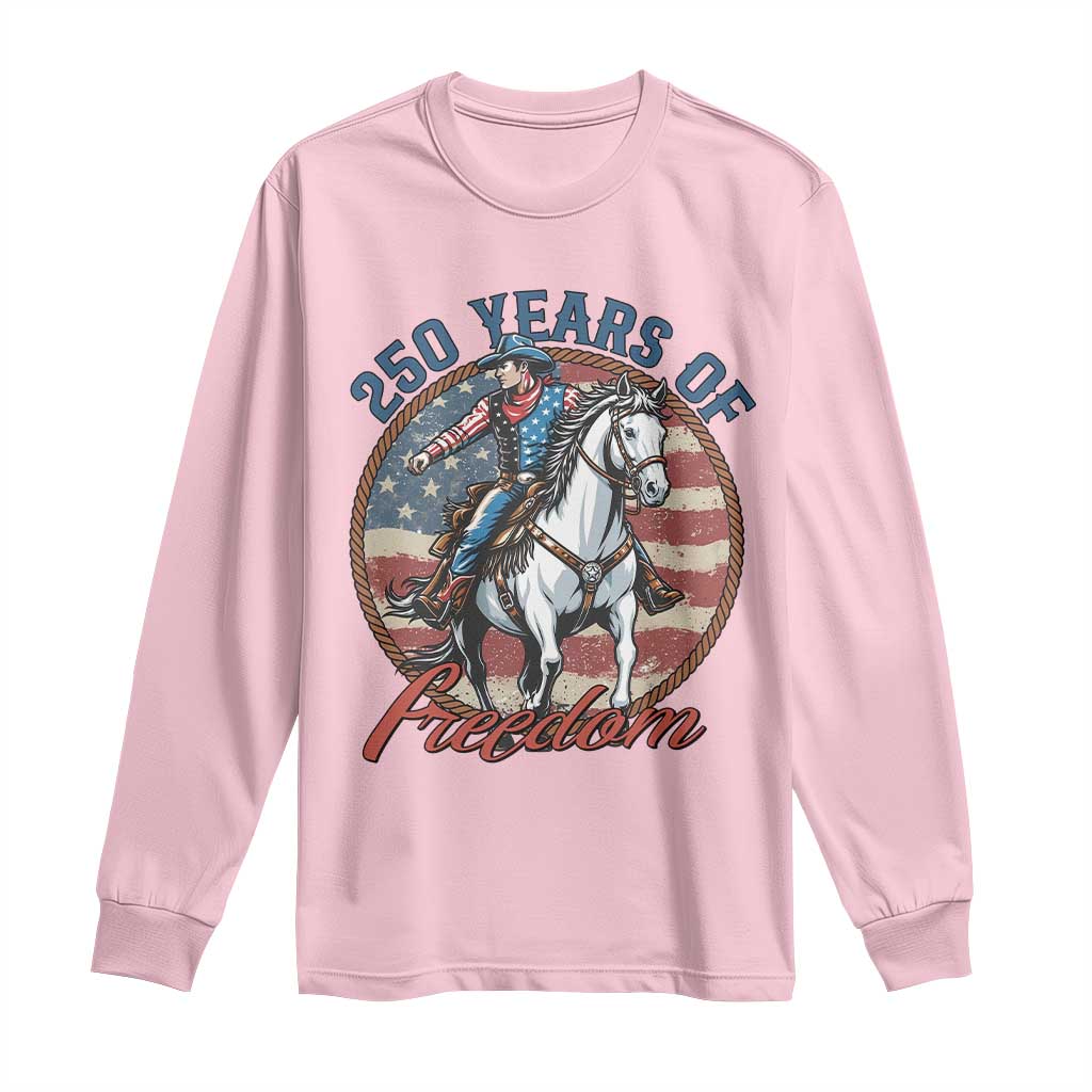 America 250th Anniversary Long Sleeve Shirt American Flag Cowboy Rodeo 4th of July