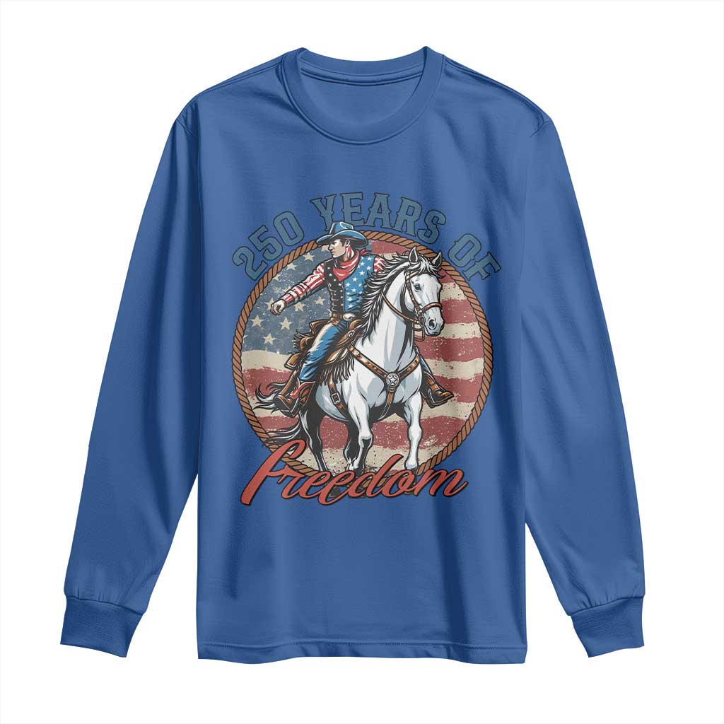 America 250th Anniversary Long Sleeve Shirt American Flag Cowboy Rodeo 4th of July