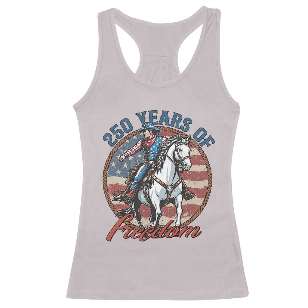 America 250th Anniversary Racerback Tank Top American Flag Cowboy Rodeo 4th of July