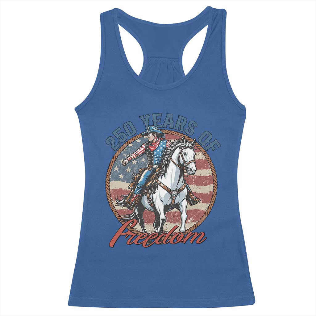 America 250th Anniversary Racerback Tank Top American Flag Cowboy Rodeo 4th of July