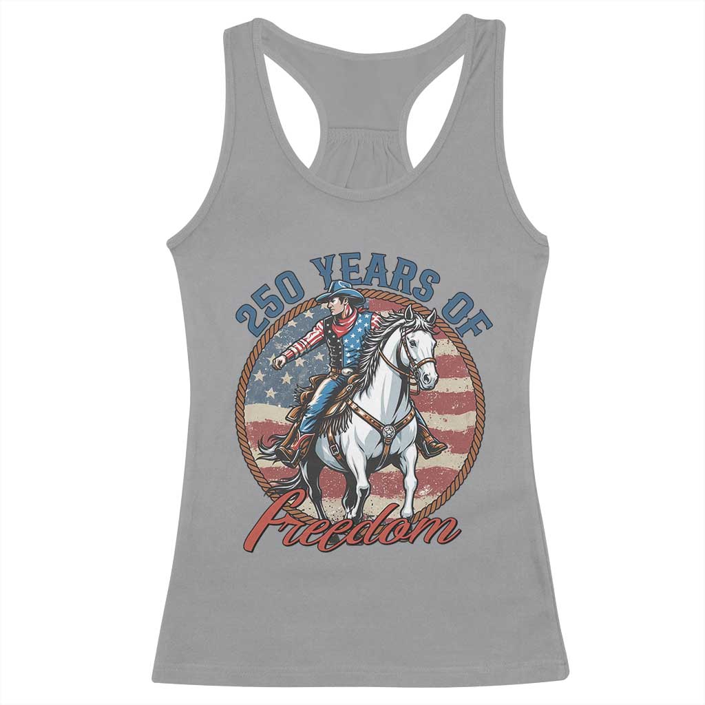 America 250th Anniversary Racerback Tank Top American Flag Cowboy Rodeo 4th of July