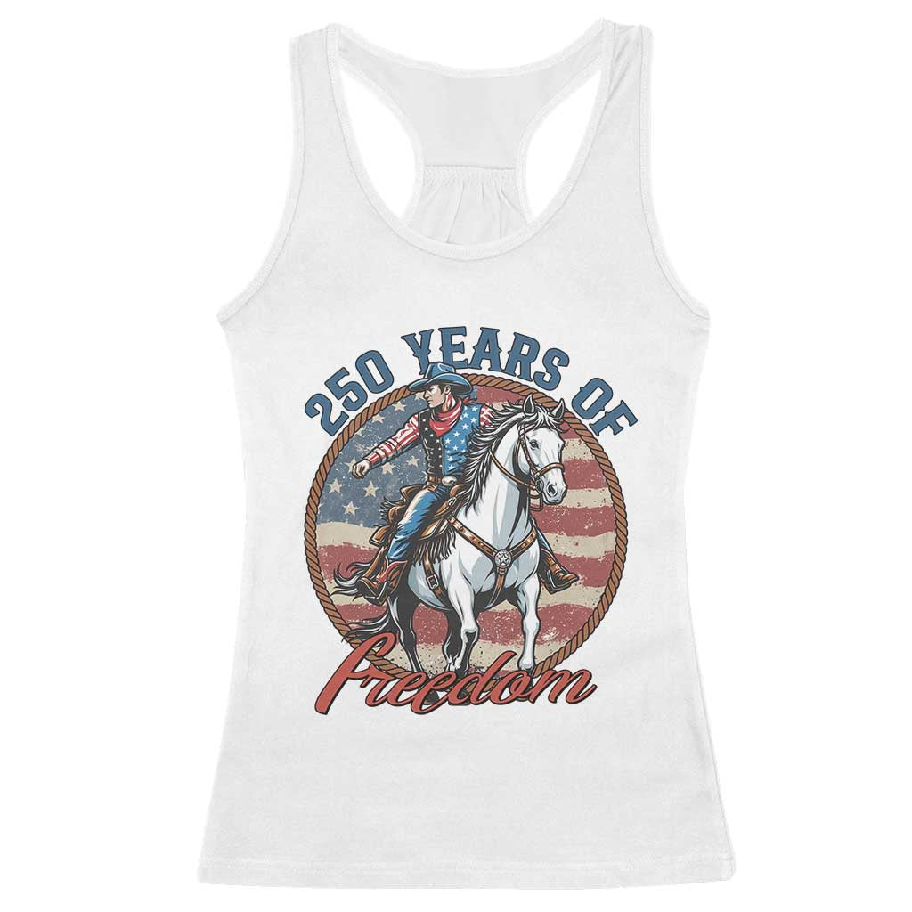 America 250th Anniversary Racerback Tank Top American Flag Cowboy Rodeo 4th of July