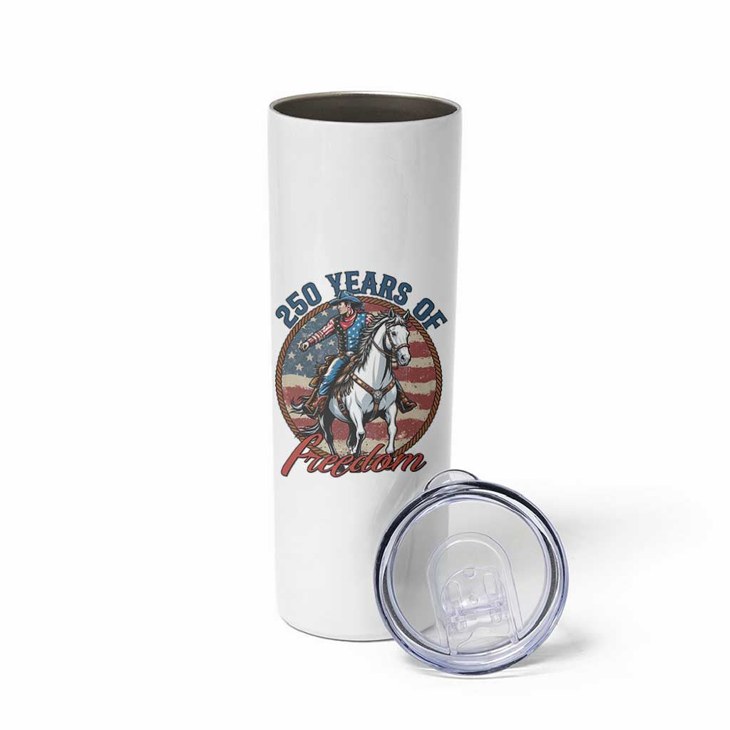 America 250th Anniversary Skinny Tumbler American Flag Cowboy Rodeo 4th of July
