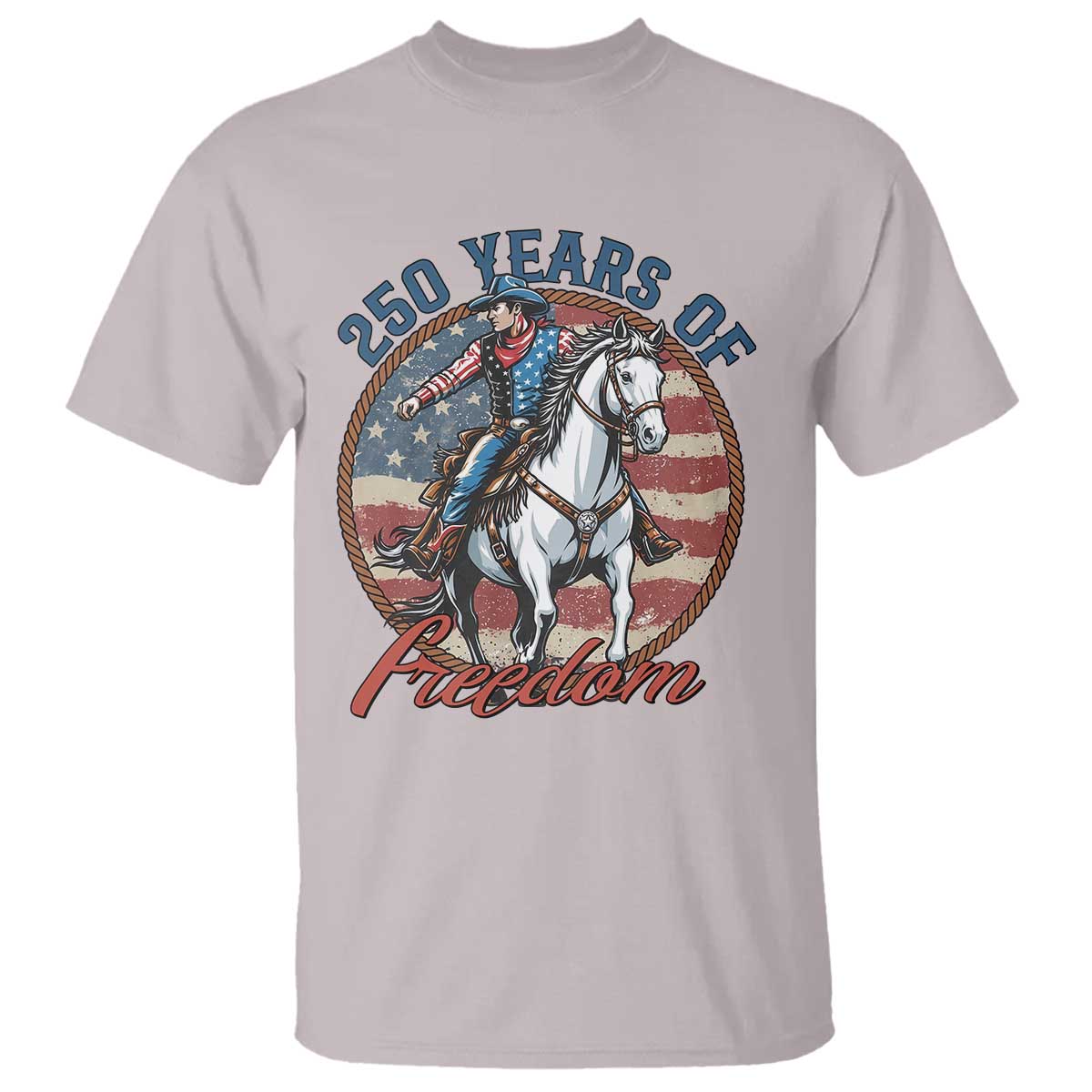 America 250th Anniversary T Shirt American Flag Cowboy Rodeo 4th of July