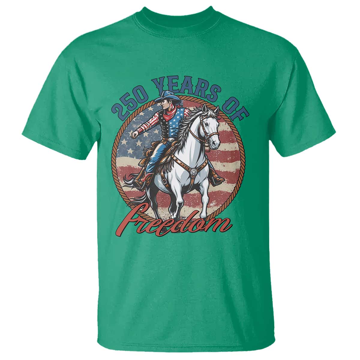 America 250th Anniversary T Shirt American Flag Cowboy Rodeo 4th of July