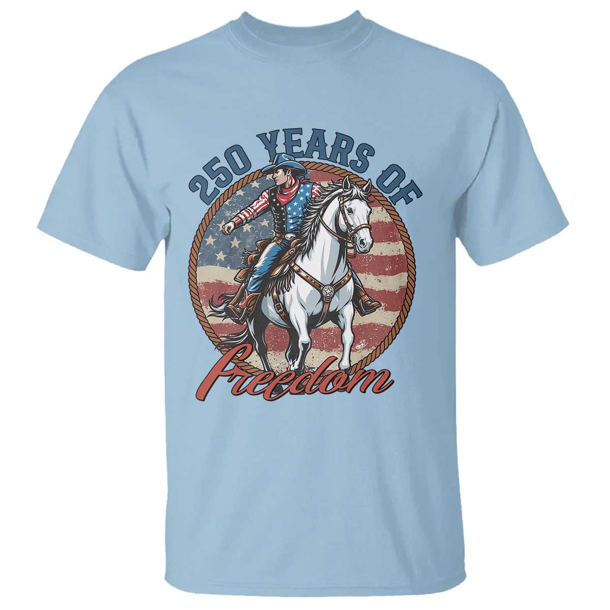 America 250th Anniversary T Shirt American Flag Cowboy Rodeo 4th of July