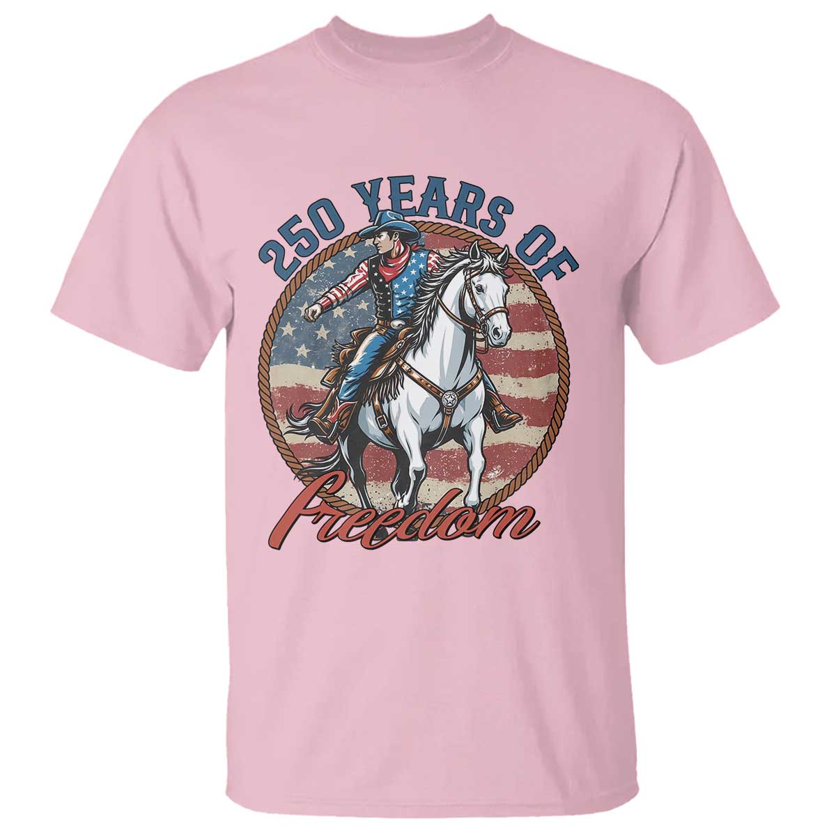 America 250th Anniversary T Shirt American Flag Cowboy Rodeo 4th of July