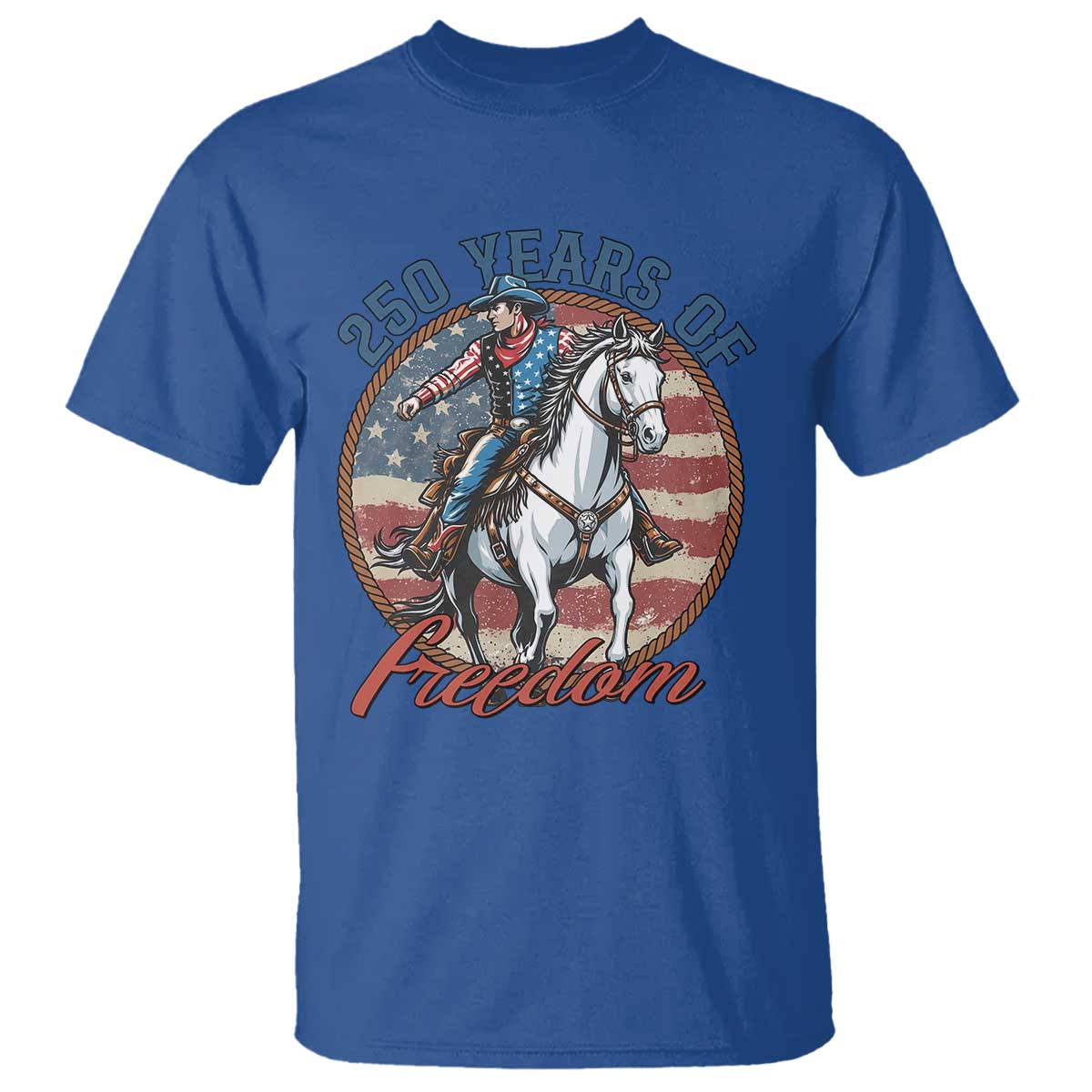 America 250th Anniversary T Shirt American Flag Cowboy Rodeo 4th of July