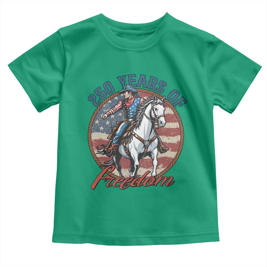 America 250th Anniversary Toddler T Shirt American Flag Cowboy Rodeo 4th of July