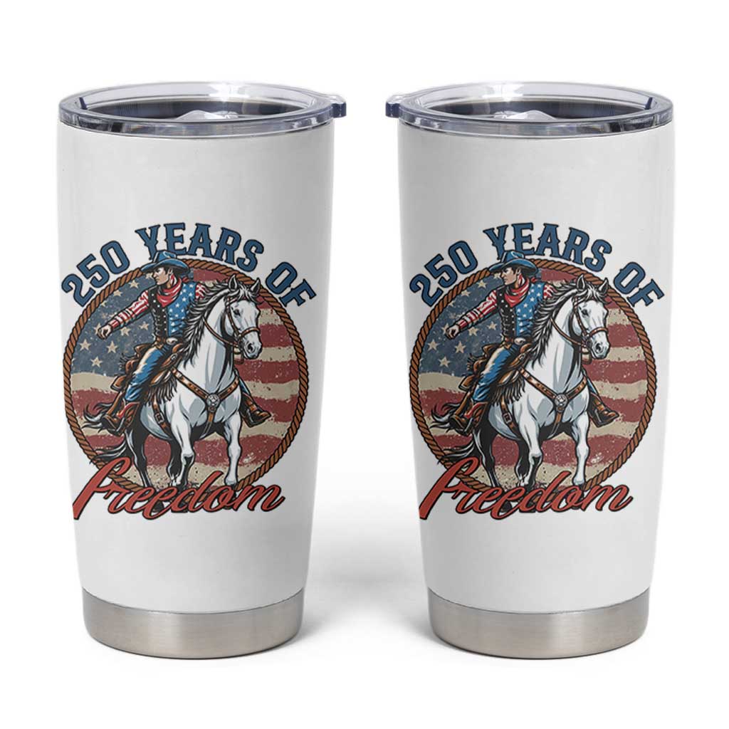 America 250th Anniversary Tumbler Cup American Flag Cowboy Rodeo 4th of July