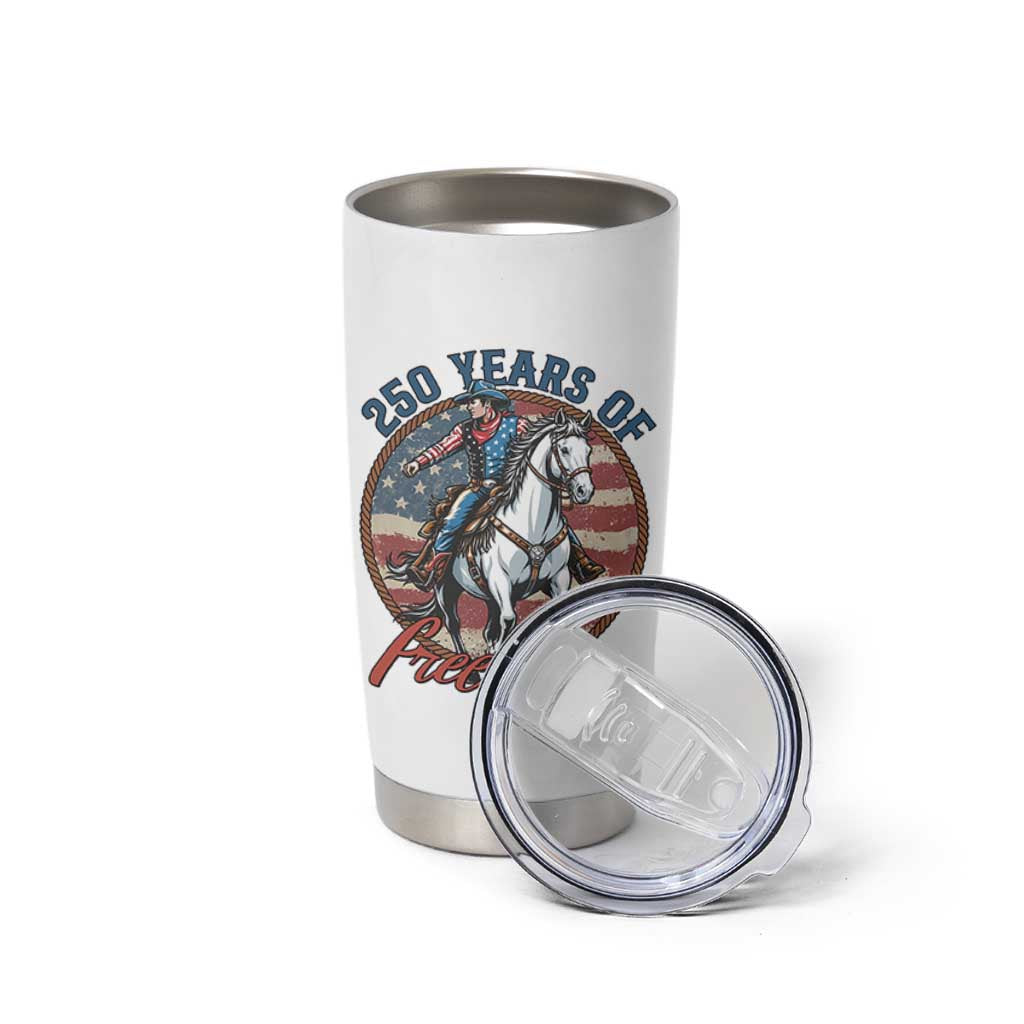 America 250th Anniversary Tumbler Cup American Flag Cowboy Rodeo 4th of July