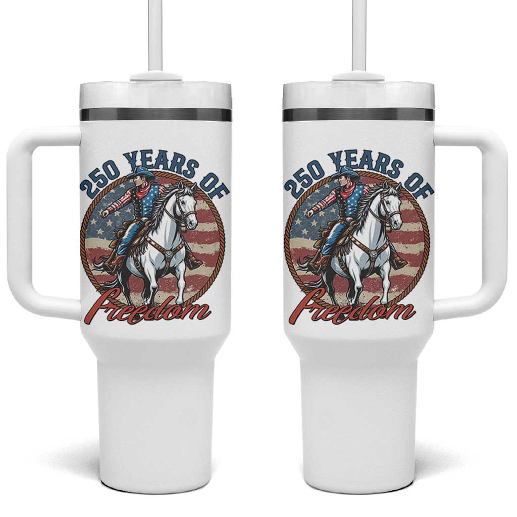 America 250th Anniversary Tumbler With Handle American Flag Cowboy Rodeo 4th of July