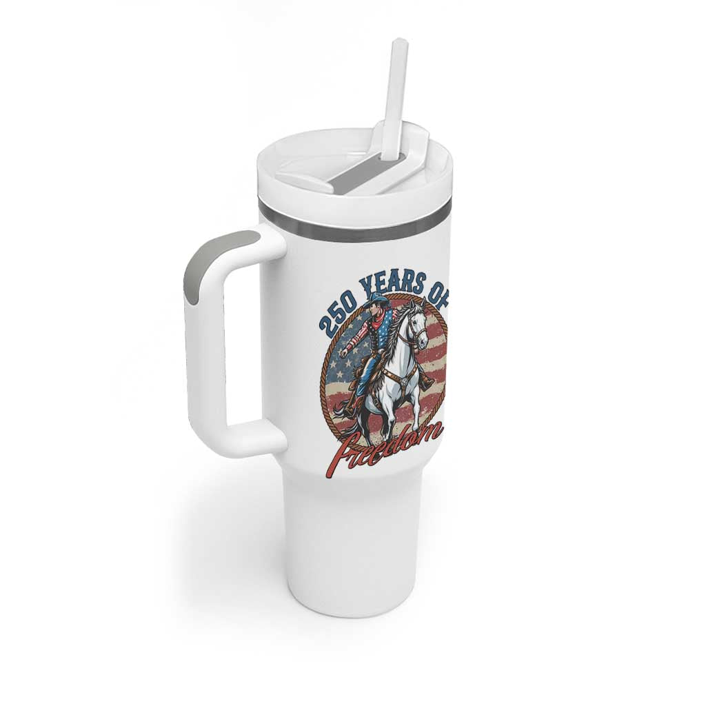 America 250th Anniversary Tumbler With Handle American Flag Cowboy Rodeo 4th of July
