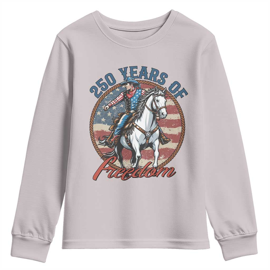 America 250th Anniversary Youth Sweatshirt American Flag Cowboy Rodeo 4th of July