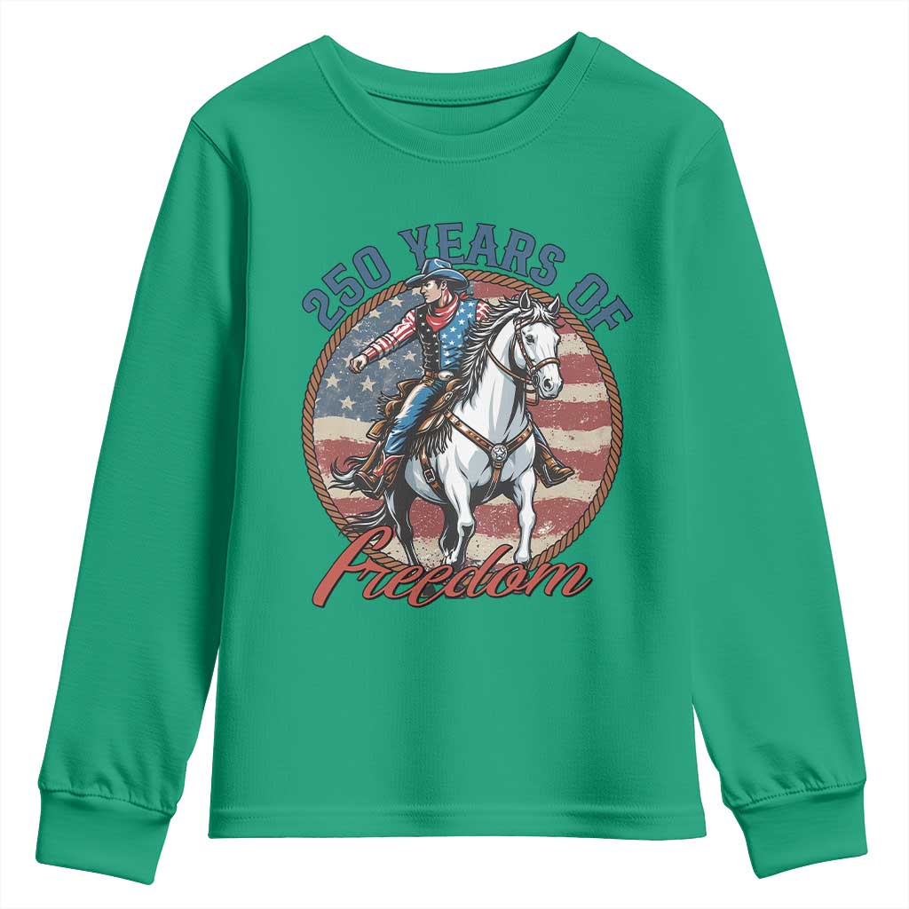 America 250th Anniversary Youth Sweatshirt American Flag Cowboy Rodeo 4th of July