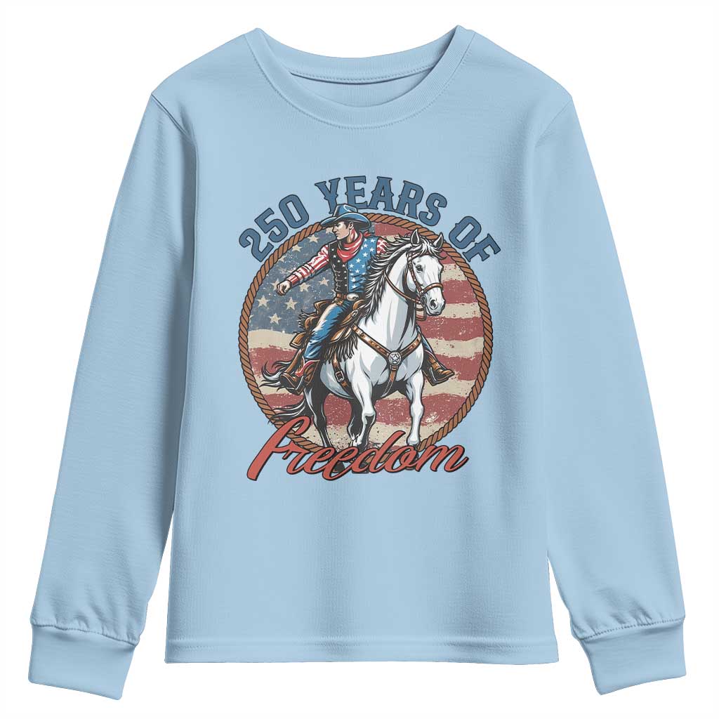 America 250th Anniversary Youth Sweatshirt American Flag Cowboy Rodeo 4th of July