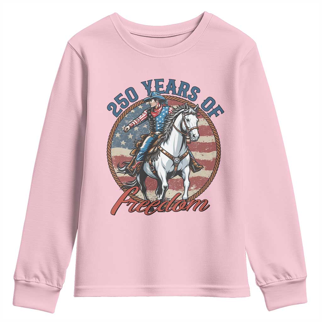 America 250th Anniversary Youth Sweatshirt American Flag Cowboy Rodeo 4th of July