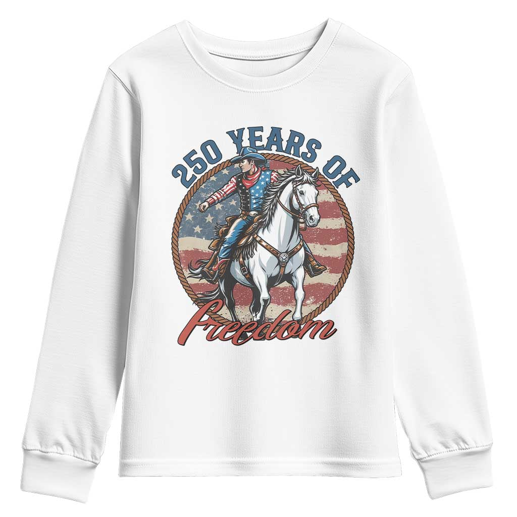 America 250th Anniversary Youth Sweatshirt American Flag Cowboy Rodeo 4th of July