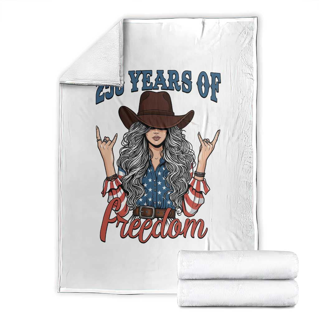 America 250th Anniversary Throw Blanket Western Cowgirl American Flag 4th of July