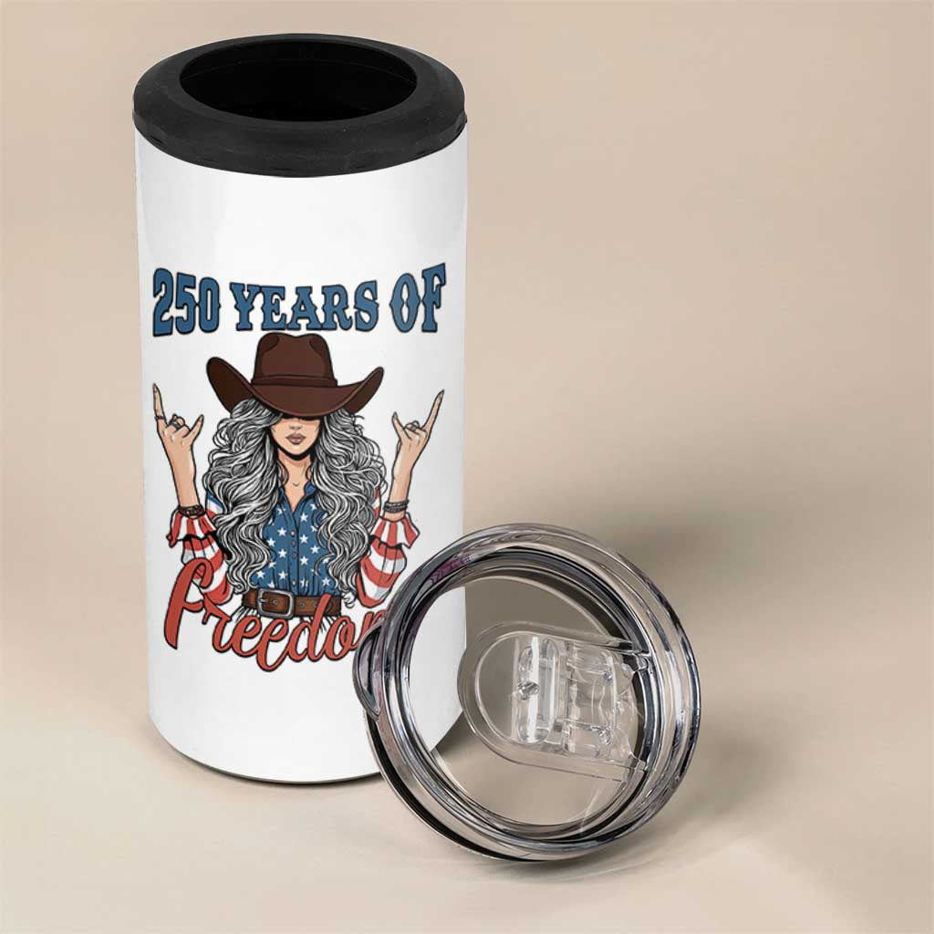 America 250th Anniversary 4 in 1 Can Cooler Tumbler Western Cowgirl American Flag 4th of July