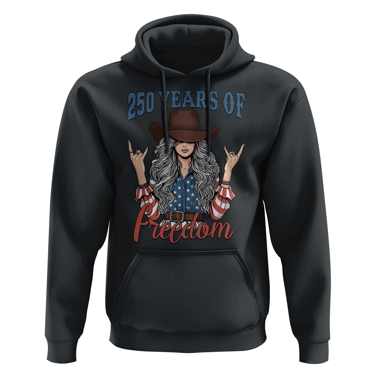 America 250th Anniversary Hoodie Western Cowgirl American Flag 4th of July