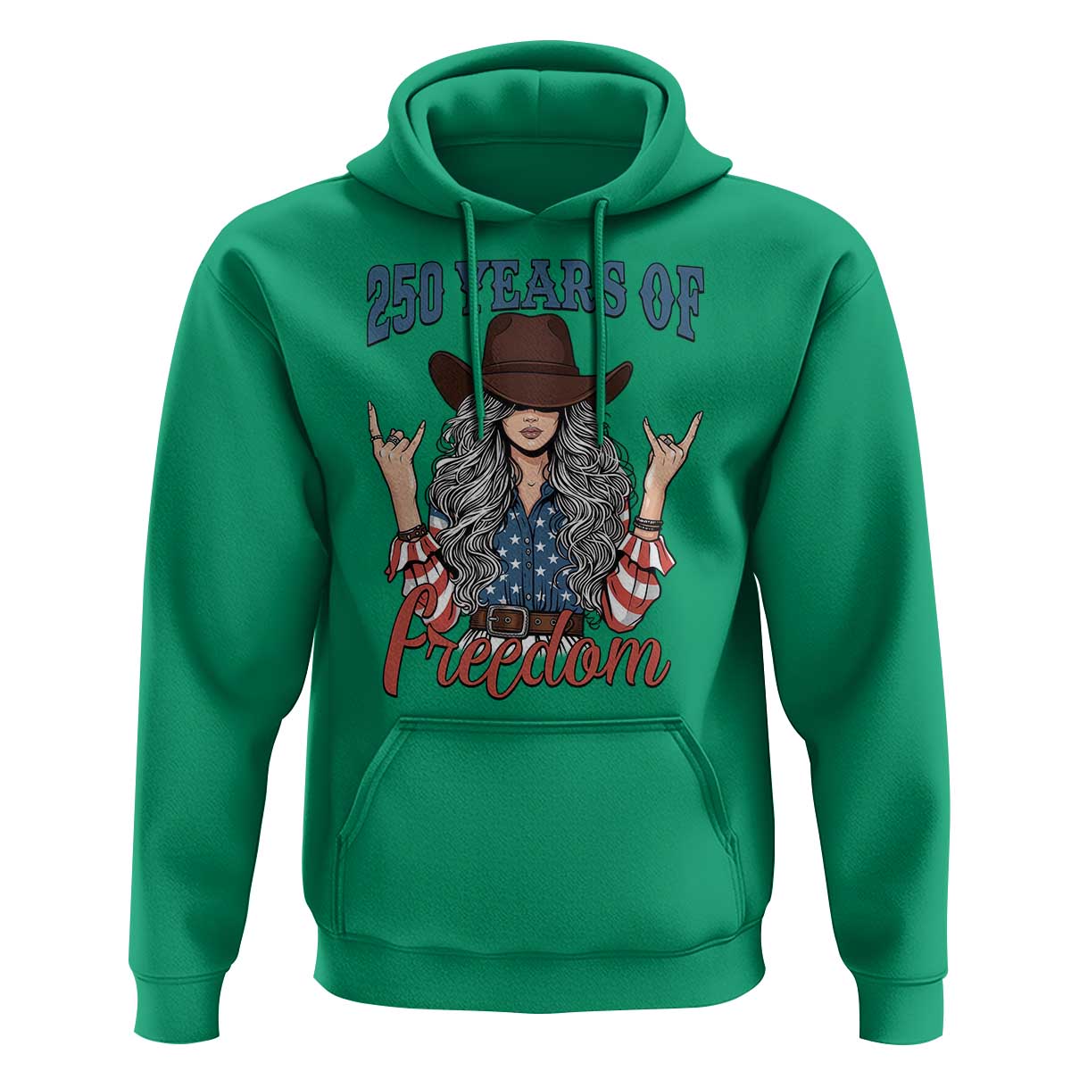 America 250th Anniversary Hoodie Western Cowgirl American Flag 4th of July