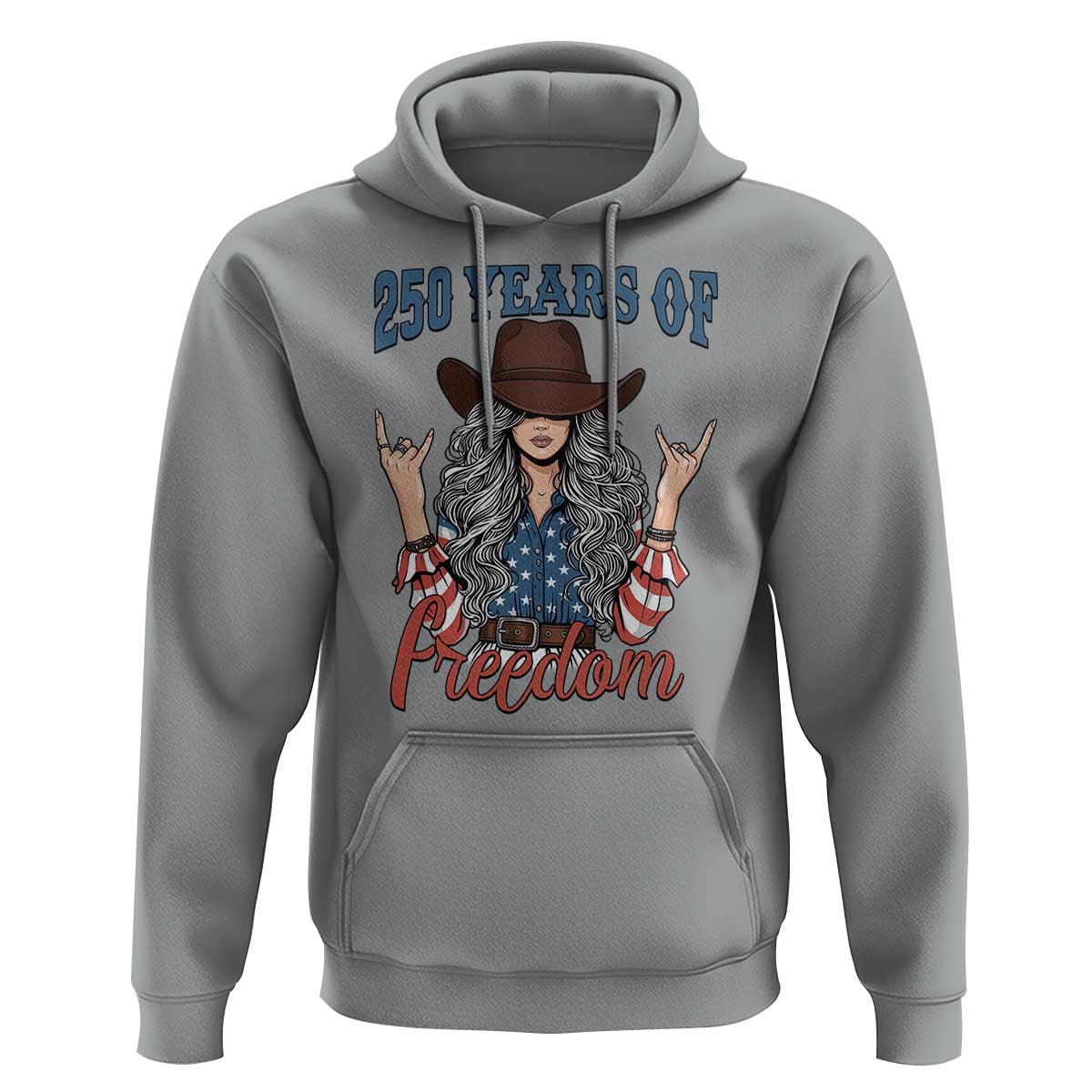 America 250th Anniversary Hoodie Western Cowgirl American Flag 4th of July