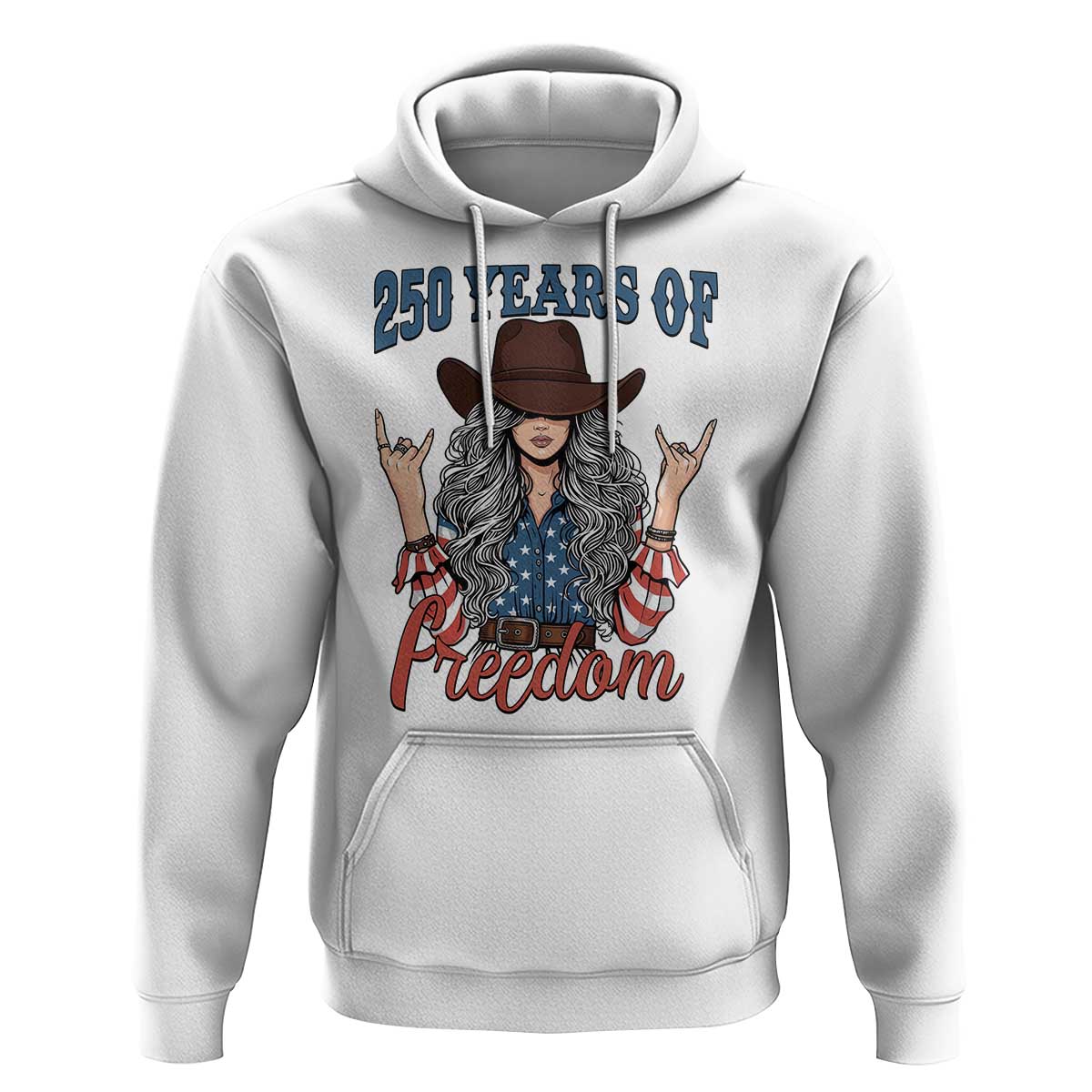America 250th Anniversary Hoodie Western Cowgirl American Flag 4th of July