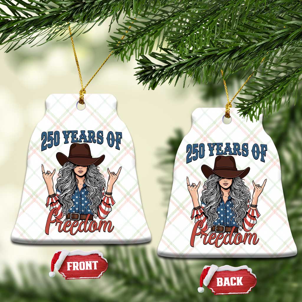 America 250th Anniversary Ceramic Ornament Western Cowgirl American Flag 4th of July