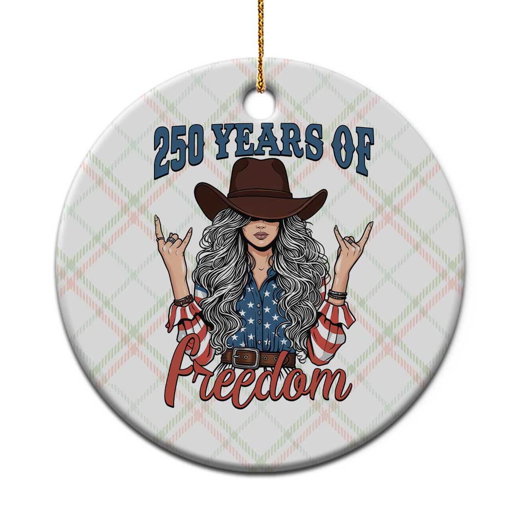 America 250th Anniversary Ceramic Ornament Western Cowgirl American Flag 4th of July