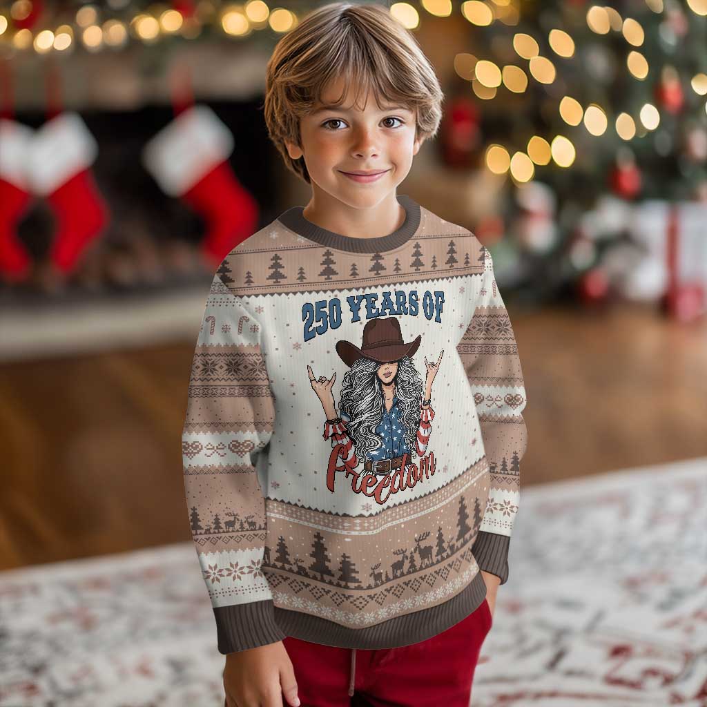 America 250th Anniversary Ugly Christmas Sweater Western Cowgirl American Flag 4th of July
