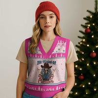 America 250th Anniversary V-Neck Knit Sweater Vest Western Cowgirl American Flag 4th of July