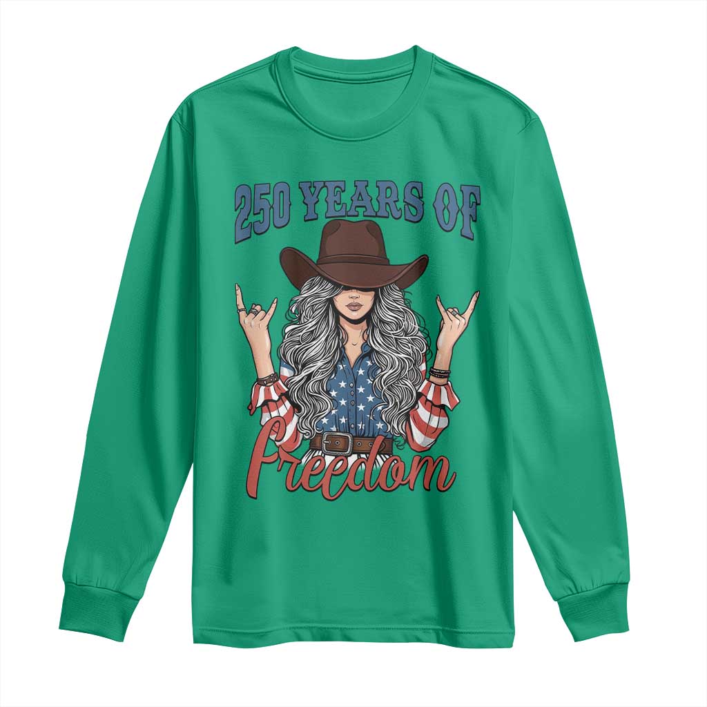 America 250th Anniversary Long Sleeve Shirt Western Cowgirl American Flag 4th of July