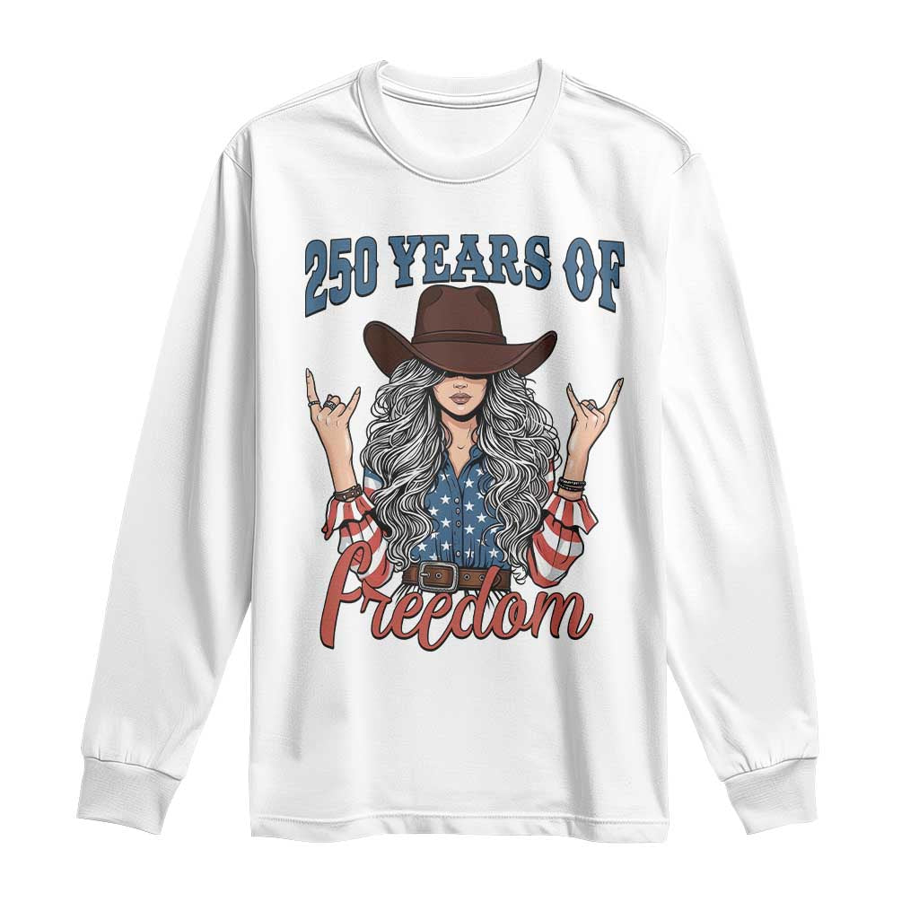 America 250th Anniversary Long Sleeve Shirt Western Cowgirl American Flag 4th of July