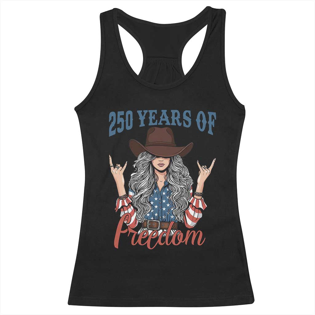 America 250th Anniversary Racerback Tank Top Western Cowgirl American Flag 4th of July
