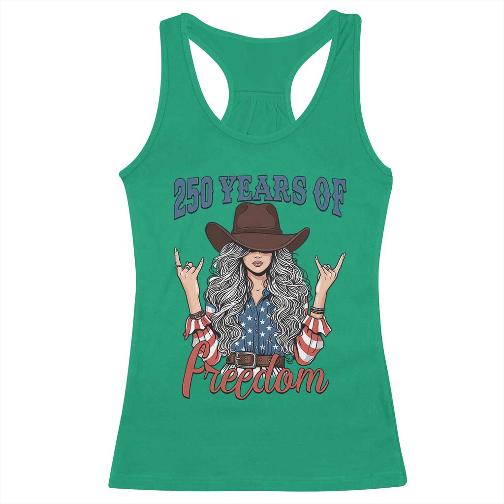 America 250th Anniversary Racerback Tank Top Western Cowgirl American Flag 4th of July