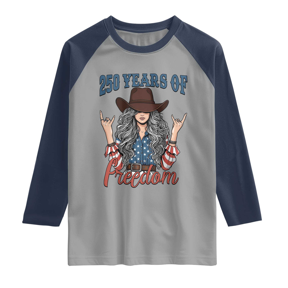 America 250th Anniversary Raglan Shirt Western Cowgirl American Flag 4th of July