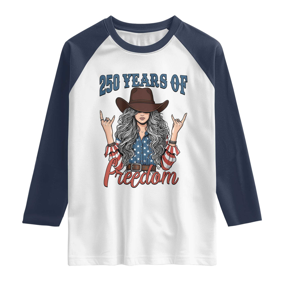 America 250th Anniversary Raglan Shirt Western Cowgirl American Flag 4th of July