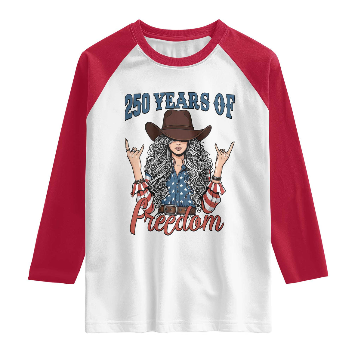 America 250th Anniversary Raglan Shirt Western Cowgirl American Flag 4th of July