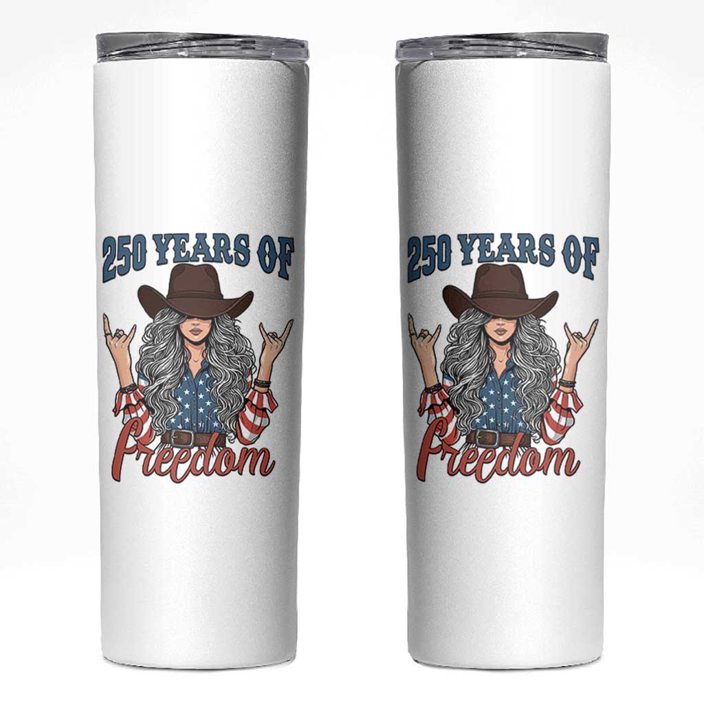 America 250th Anniversary Skinny Tumbler Western Cowgirl American Flag 4th of July