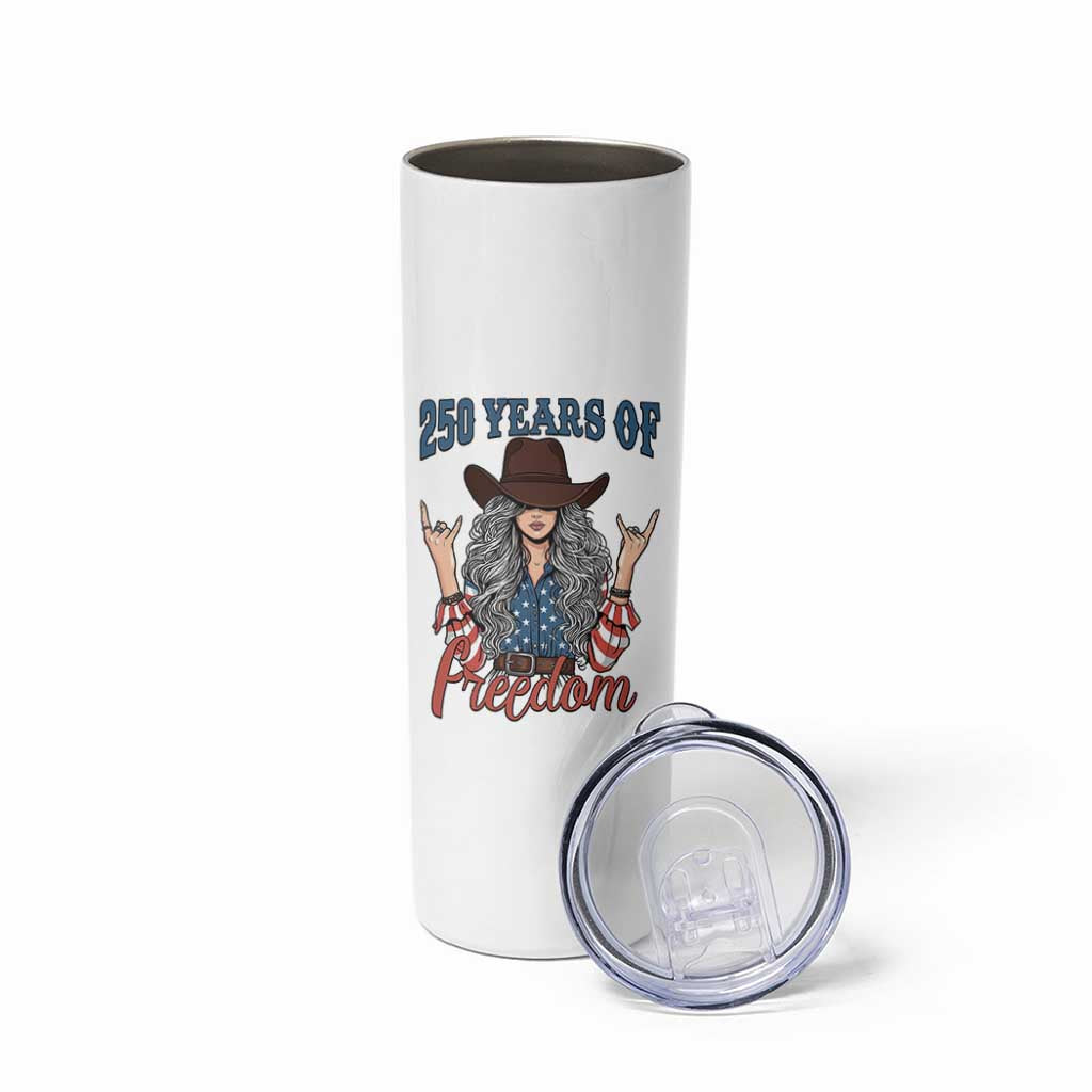 America 250th Anniversary Skinny Tumbler Western Cowgirl American Flag 4th of July