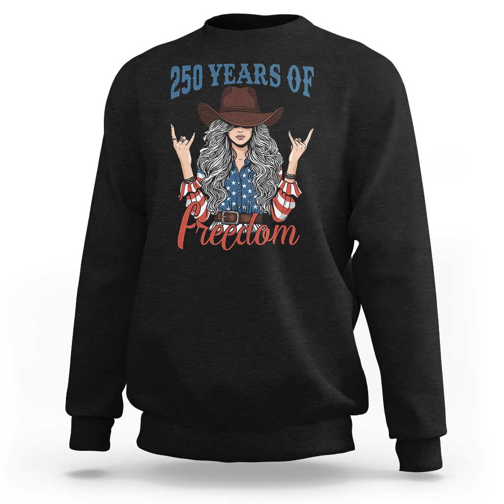 America 250th Anniversary Sweatshirt Western Cowgirl American Flag 4th of July