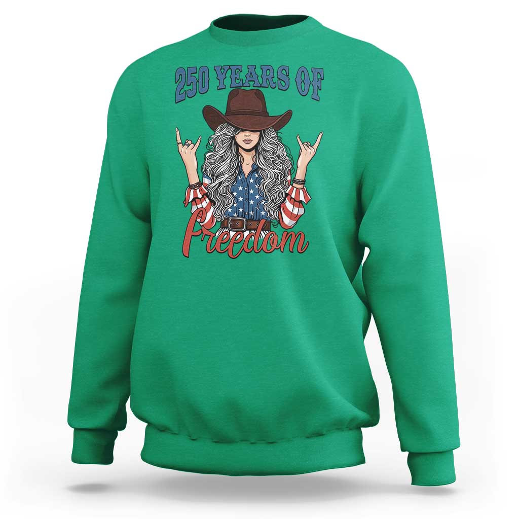 America 250th Anniversary Sweatshirt Western Cowgirl American Flag 4th of July