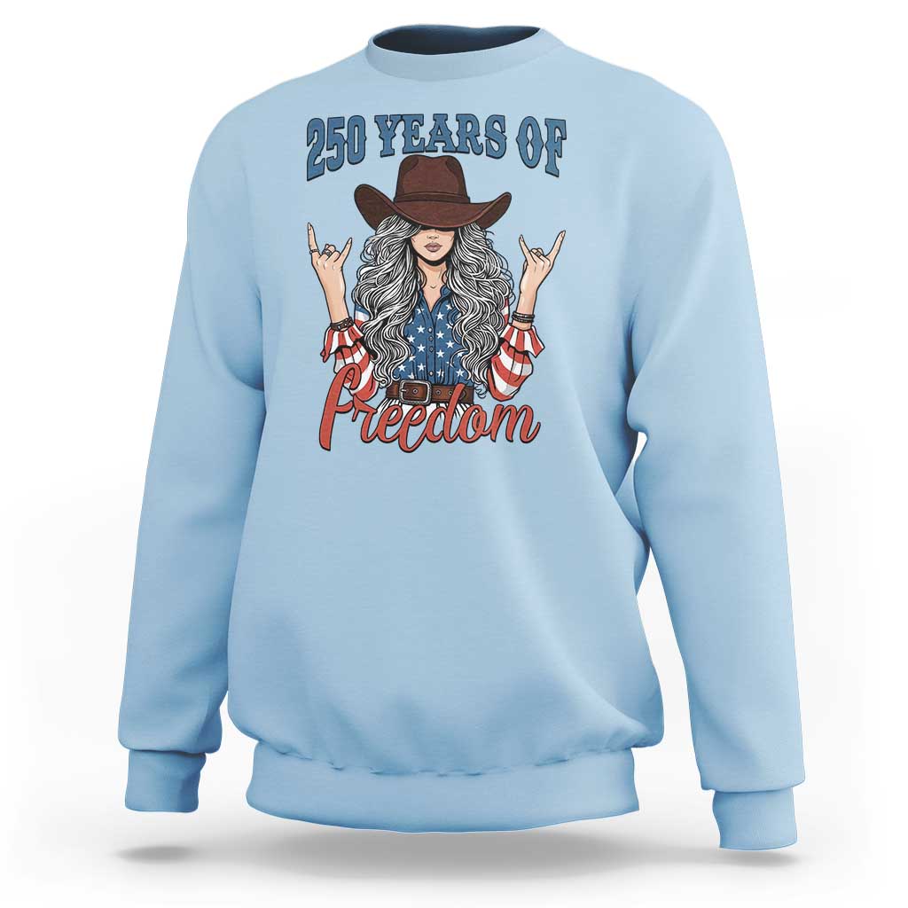 America 250th Anniversary Sweatshirt Western Cowgirl American Flag 4th of July