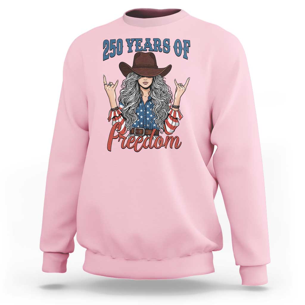 America 250th Anniversary Sweatshirt Western Cowgirl American Flag 4th of July