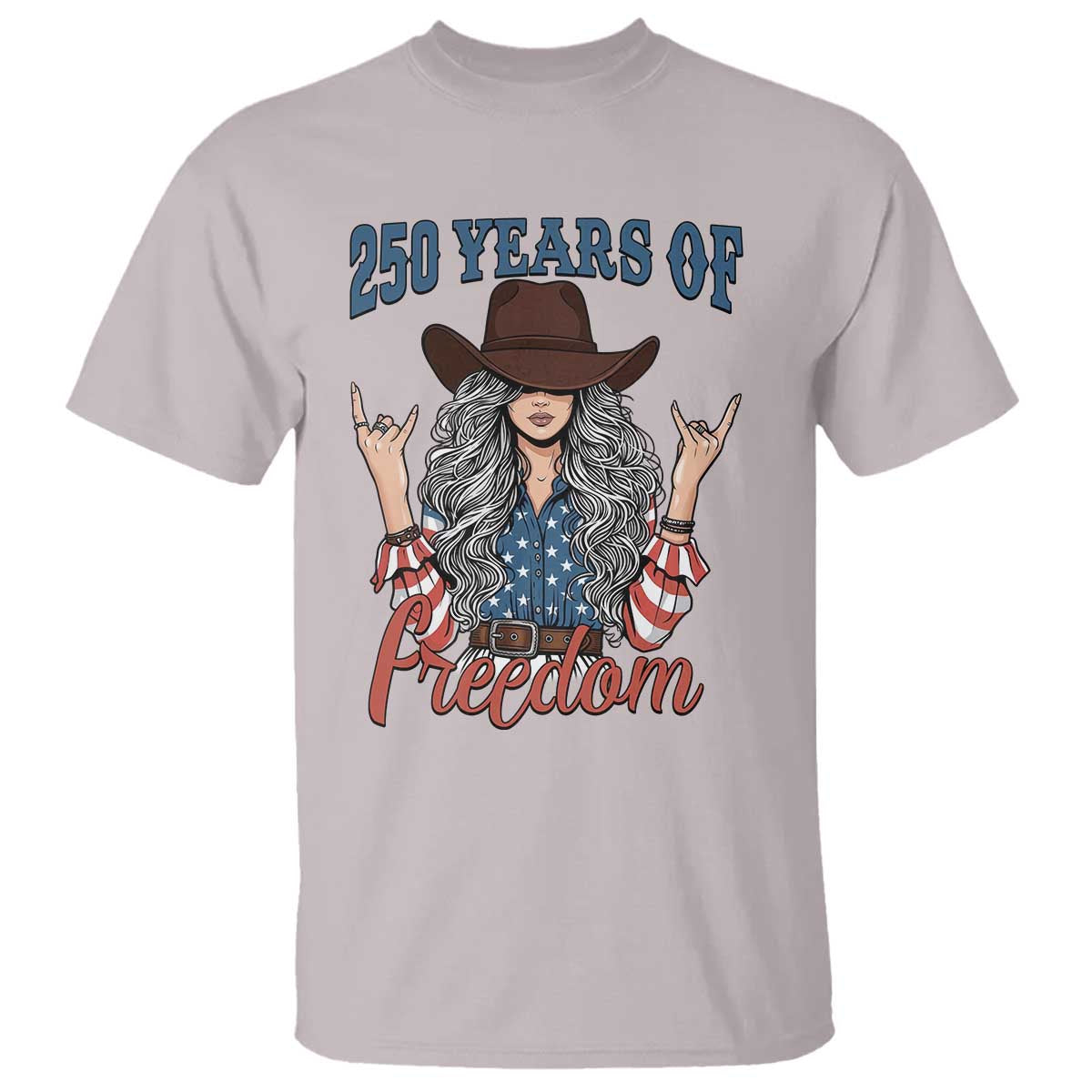 America 250th Anniversary T Shirt Western Cowgirl American Flag 4th of July