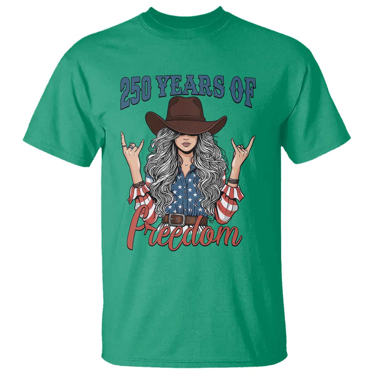 America 250th Anniversary T Shirt Western Cowgirl American Flag 4th of July