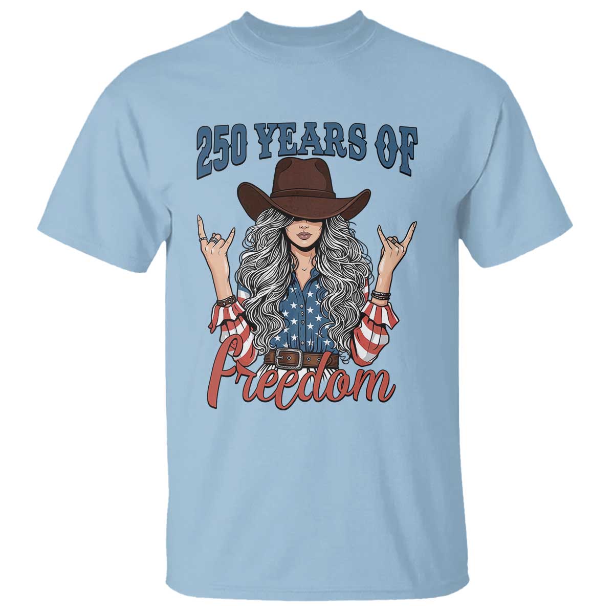 America 250th Anniversary T Shirt Western Cowgirl American Flag 4th of July