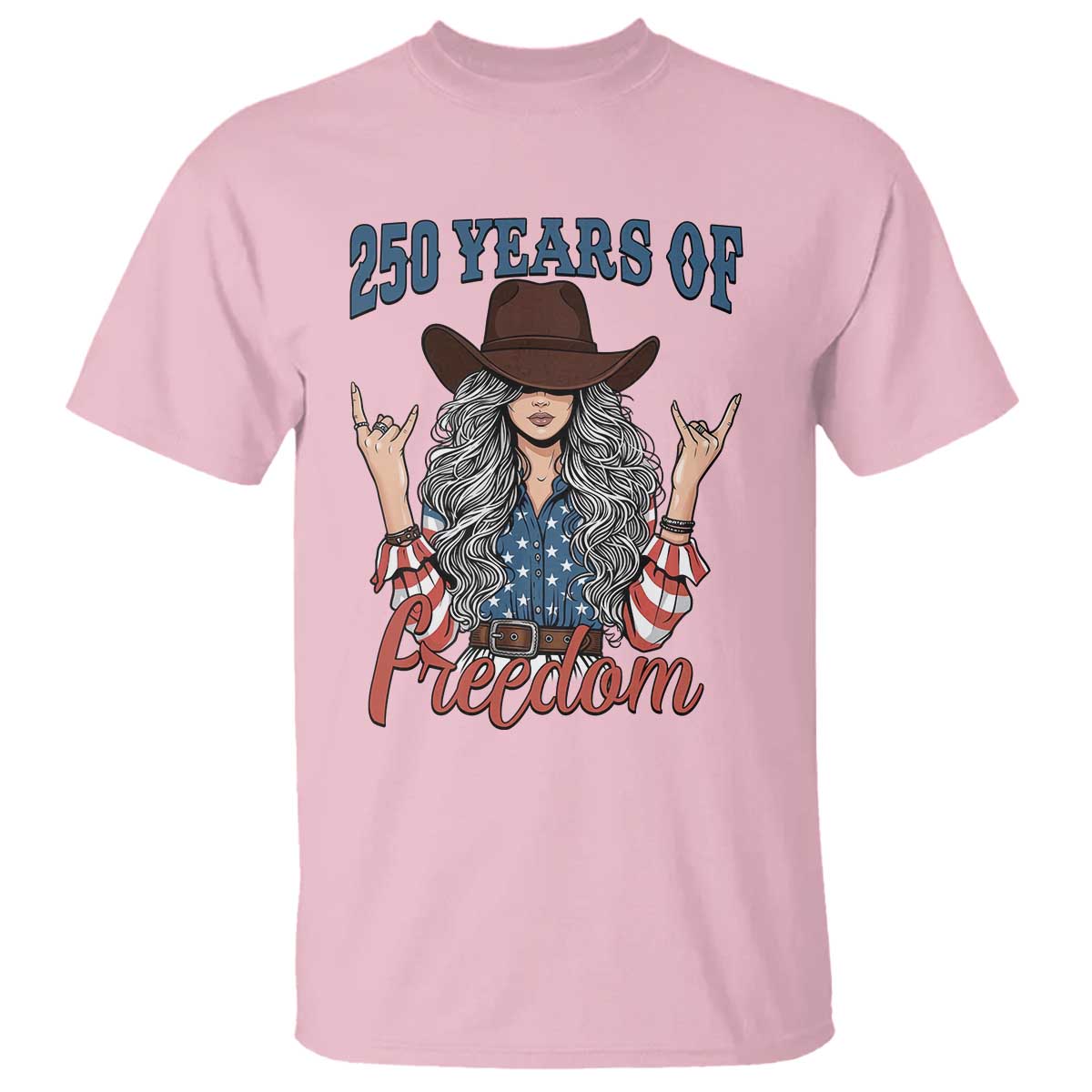 America 250th Anniversary T Shirt Western Cowgirl American Flag 4th of July