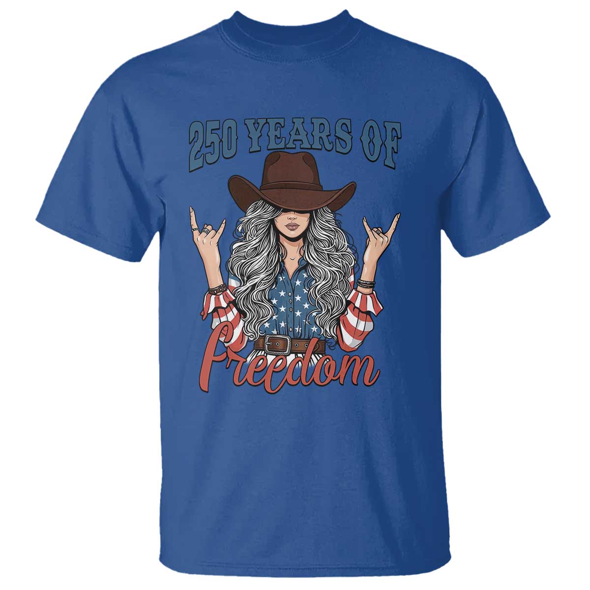 America 250th Anniversary T Shirt Western Cowgirl American Flag 4th of July